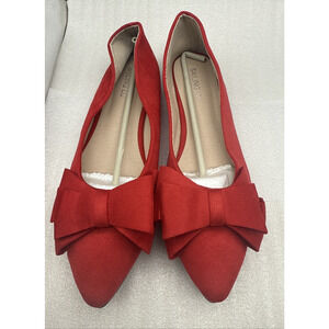 SAILING LU Bowknot Ballet Flats Womens Pointy Toe Flat Shoes Suede Dress Size 41